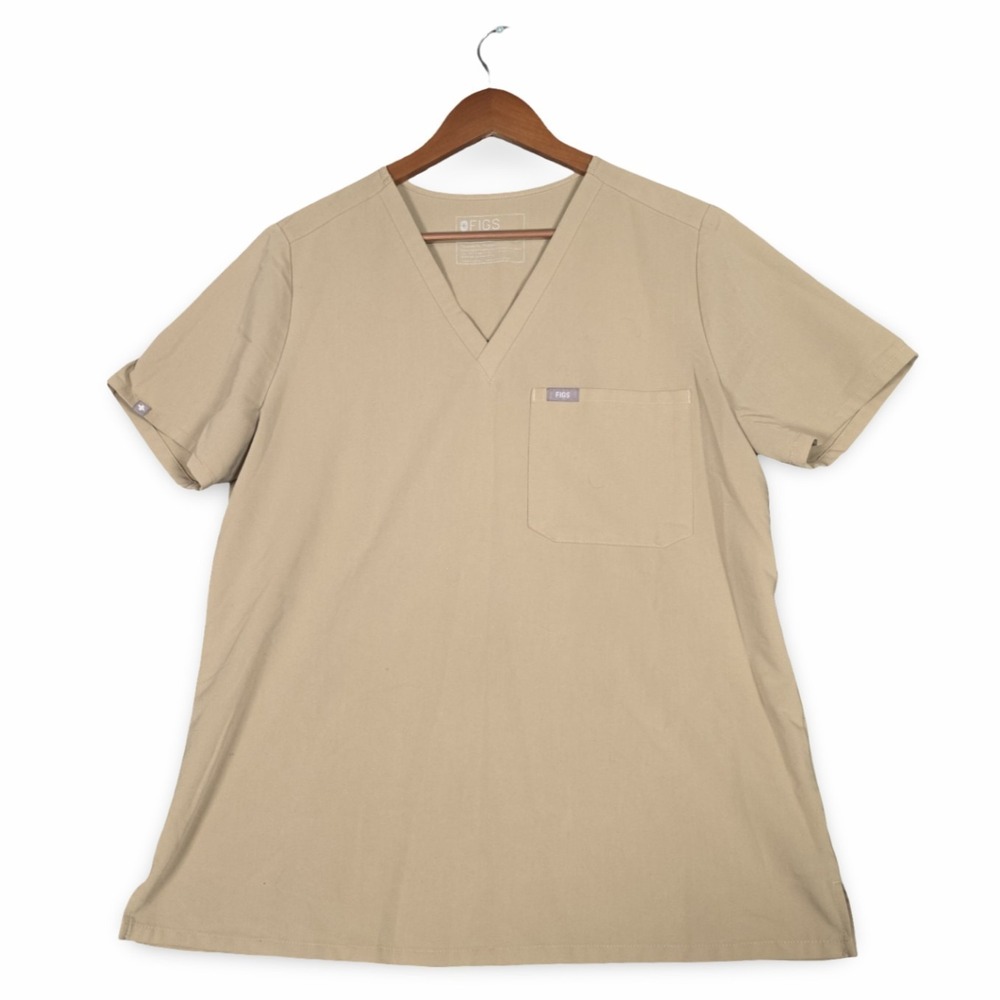 Figs Women's V-Neck Tunic Top in Khaki